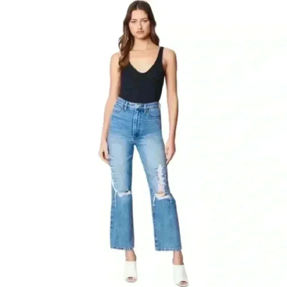 BLANKNYC Women's 28 Light Blue Baxter Rib Cage Jeans Y2K High Rise Straight NWT